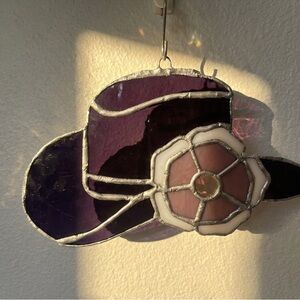 Purple Stained Glass Hat with Flower Accent